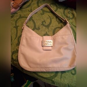 Fendi Beige Shoulder Bag with Metallic Detail